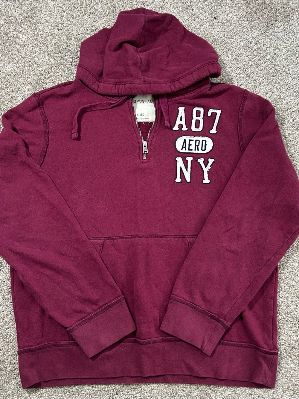 Aeropostale Maroon A87 NY Half-Zip Hoodie